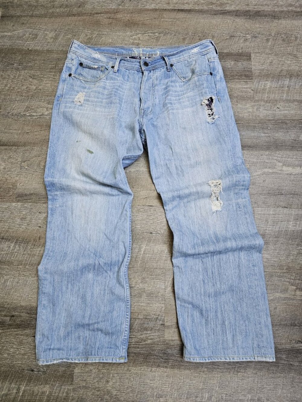 575 Denim M75 Y2K Distressed Bootcut Jeans Mens 38 Bandana Lined